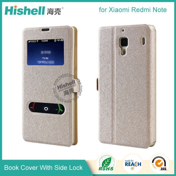 New Design Steel Wire Line Double Windows with PU Leather Case for Xiaomi Redmi Note