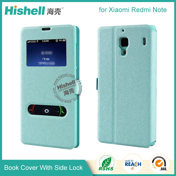 New Design Steel Wire Line Double Windows with PU Leather Case for Xiaomi Redmi Note