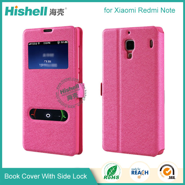 New Design Steel Wire Line Double Windows with PU Leather Case for Xiaomi Redmi Note