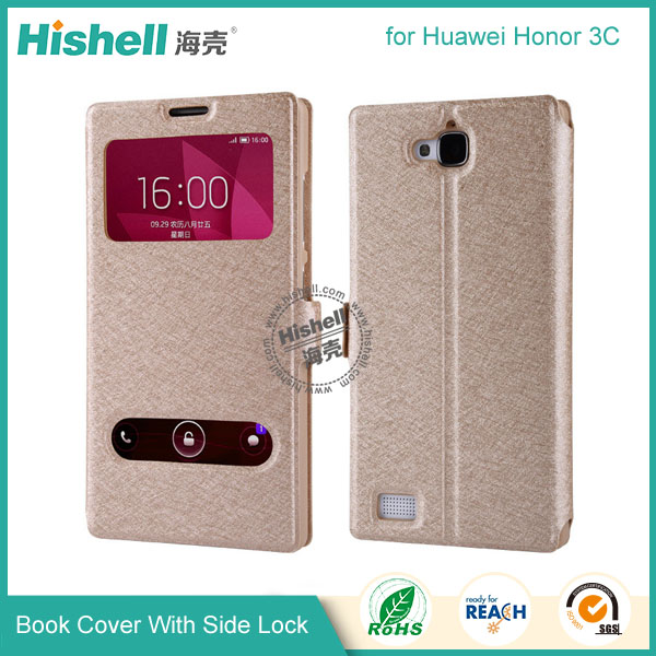 New Design Steel Wire Line Double Windows with PU Leather Case for Huawei Honor 3C