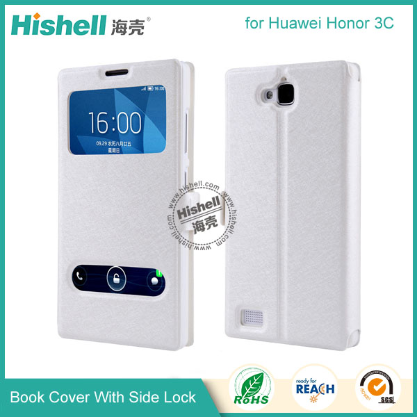 New Design Steel Wire Line Double Windows with PU Leather Case for Huawei Honor 3C