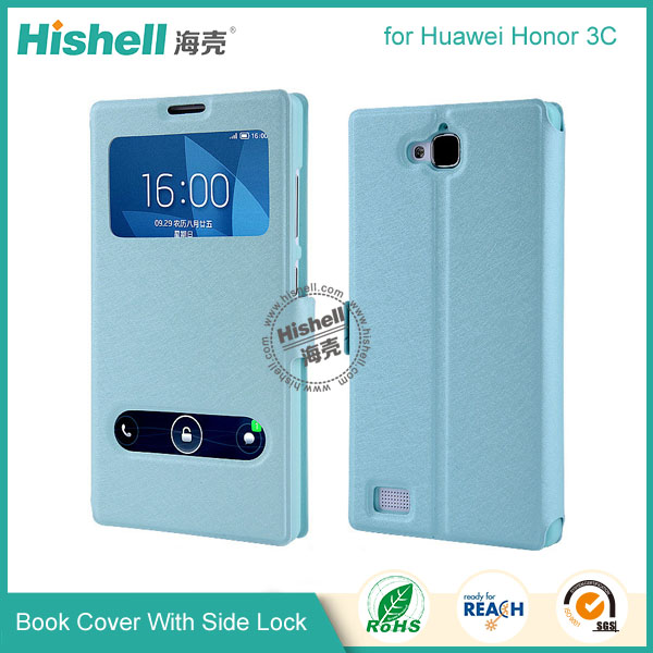 New Design Steel Wire Line Double Windows with PU Leather Case for Huawei Honor 3C