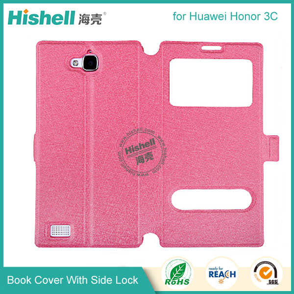 New Design Steel Wire Line Double Windows with PU Leather Case for Huawei Honor 3C