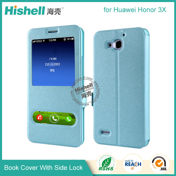 New Design Steel Wire Line Double Windows with PU Leather Case for Huawei Honor 3X