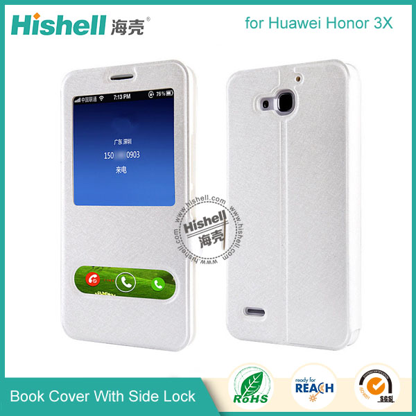 New Design Steel Wire Line Double Windows with PU Leather Case for Huawei Honor 3X