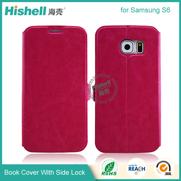 Wholesale Flip PU Leather Case With Side Lock for Samsung S6