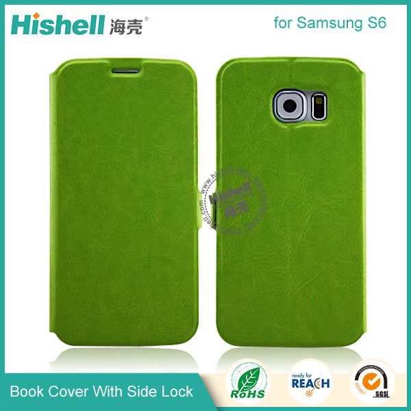 Wholesale Flip PU Leather Case With Side Lock for Samsung S6