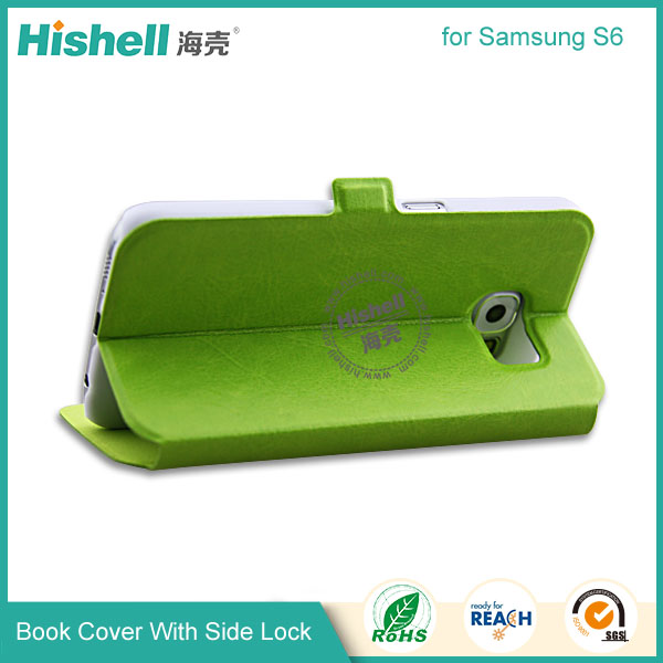 Wholesale Flip PU Leather Case With Side Lock for Samsung S6