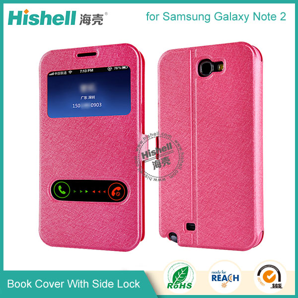 New Design Steel Wire Line Double Windows with PU leather Case for Samsung Note 2