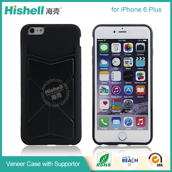 Veneer PU Leather Mobile Phone Case with holder for iPhone 6 Plus