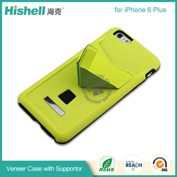 Veneer PU Leather Mobile Phone Case with holder for iPhone 6 Plus