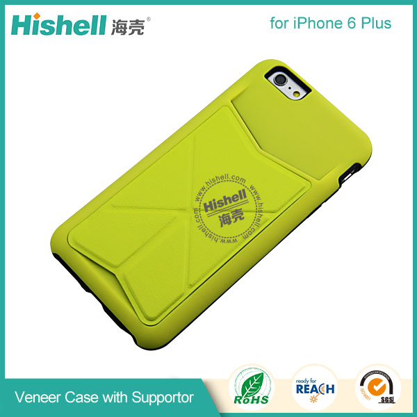Veneer PU Leather Mobile Phone Case with holder for iPhone 6 Plus