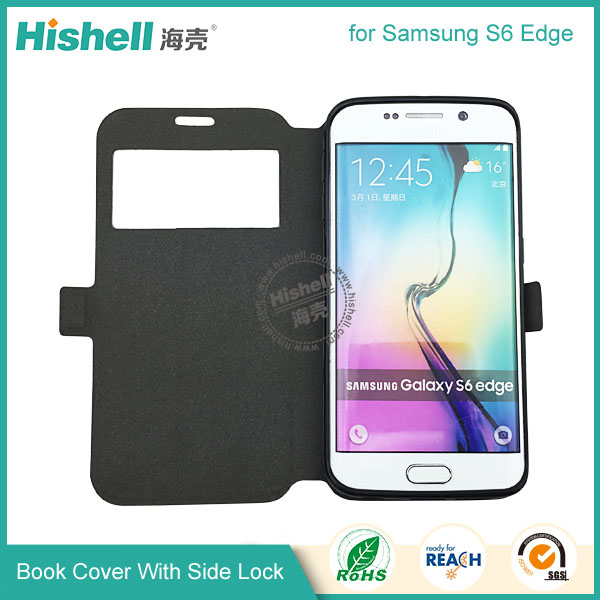 Hot selling Flip PU Leather Case With Side lock for Samsung S6 EDGE