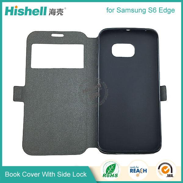 Hot selling Flip PU Leather Case With Side lock for Samsung S6 EDGE