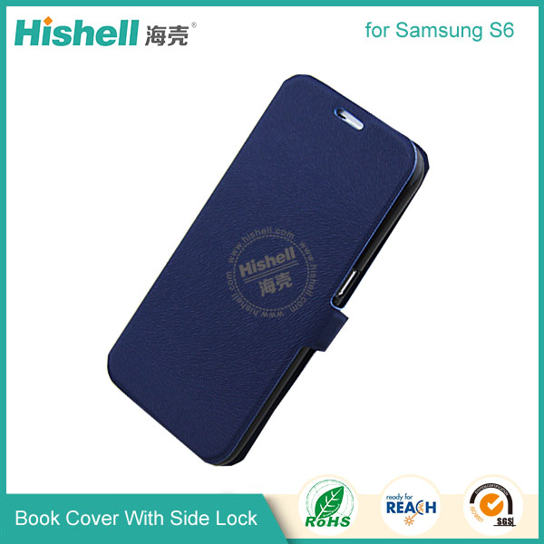 Mouth Grain Flip PU Leather Case With Side lock for Samsung S6