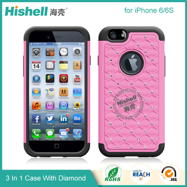 3 in 1 Diamond Combo Flip Cover for iPhone 6S