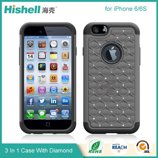 3 in 1 Diamond Combo Flip Cover for iPhone 6S