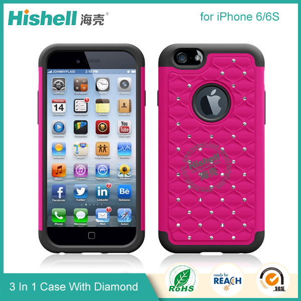 3 in 1 Diamond Combo Flip Cover for iPhone 6S