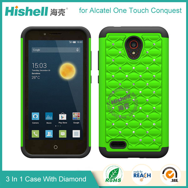 3 in 1 Diamond Combo Flip Cover for Alcatel one touch conquest
