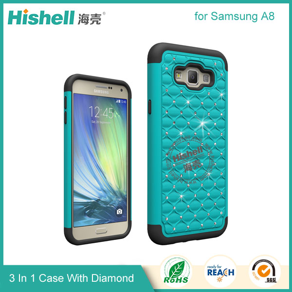 3 in 1 Diamond Combo Flip Cover for Samsung A8