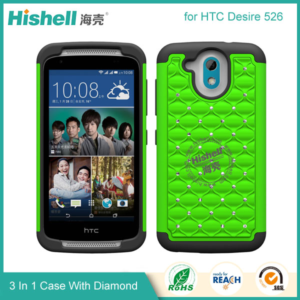 3 in 1 Diamond Combo Flip Cover for HTC 526