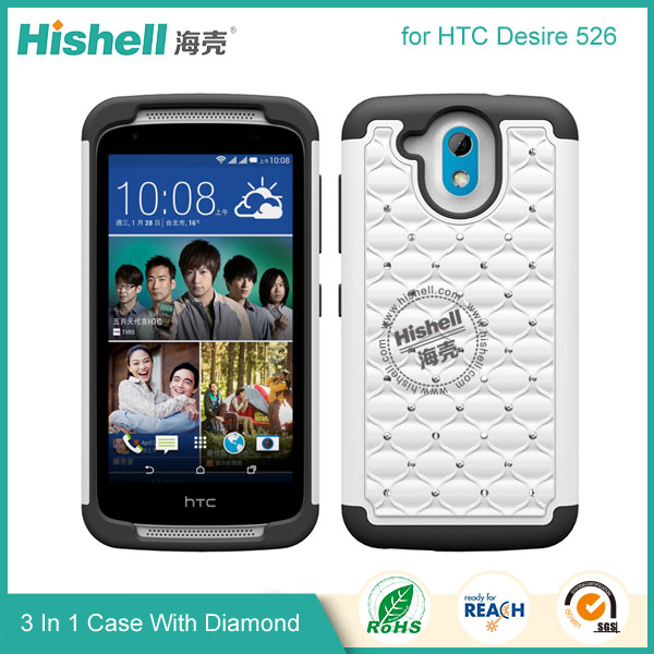 3 in 1 Diamond Combo Flip Cover for HTC 526