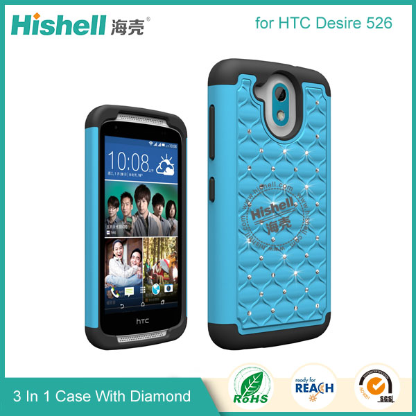 3 in 1 Diamond Combo Flip Cover for HTC 526