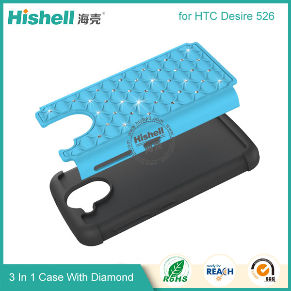 3 in 1 Diamond Combo Flip Cover for HTC 526