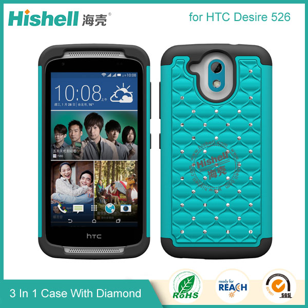3 in 1 Diamond Combo Flip Cover for HTC 526