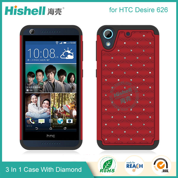 3 in 1 Diamond Combo Flip Cover for HTC 626