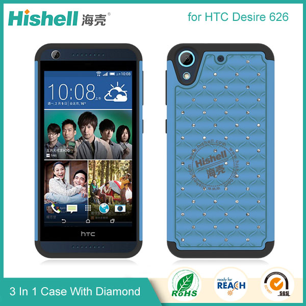 3 in 1 Diamond Combo Flip Cover for HTC 626