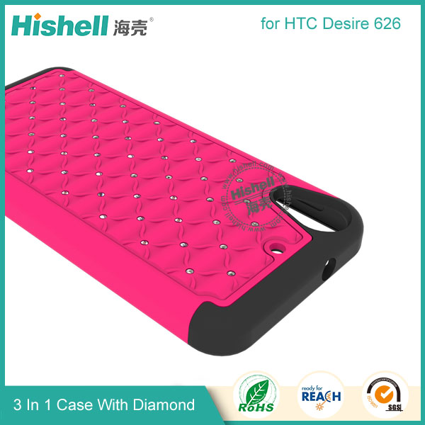 3 in 1 Diamond Combo Flip Cover for HTC 626