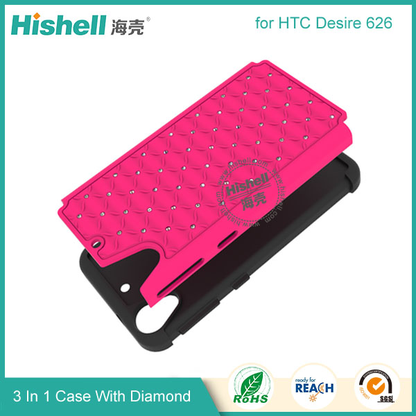 3 in 1 Diamond Combo Flip Cover for HTC 626
