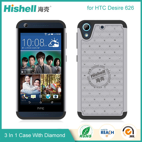 3 in 1 Diamond Combo Flip Cover for HTC 626