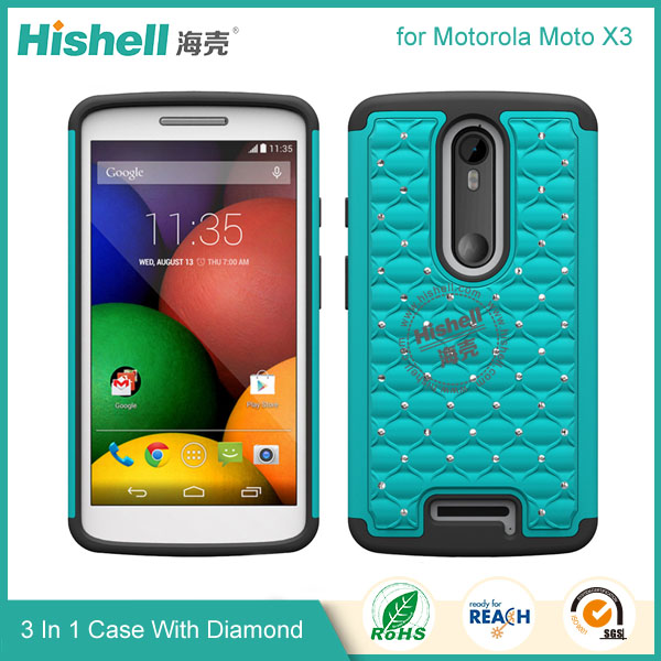 3 in 1 Diamond Combo Flip Cover for Motorola Moto X3