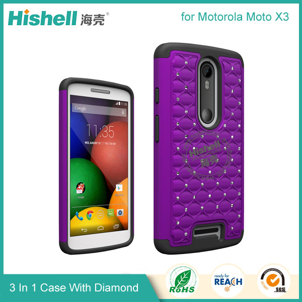 3 in 1 Diamond Combo Flip Cover for Motorola Moto X3