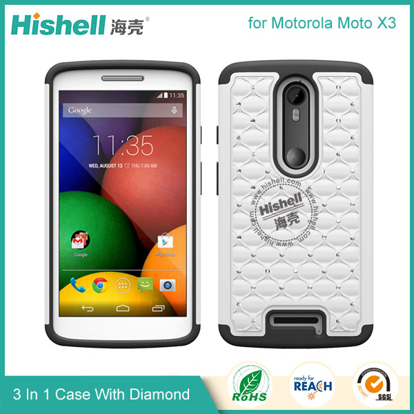 3 in 1 Diamond Combo Flip Cover for Motorola Moto X3