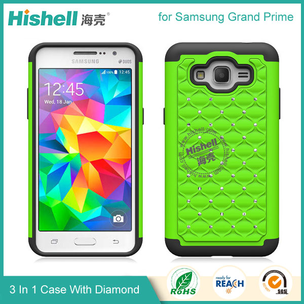 3 in 1 Diamond Combo Flip Cover for Samsung Grand Prime