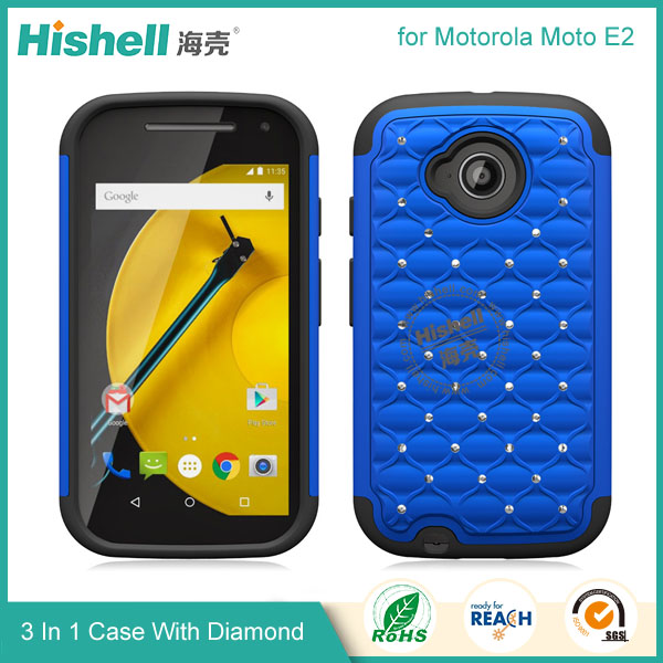 3 in 1 Diamond Combo Flip Cover for Motorola Moto E2