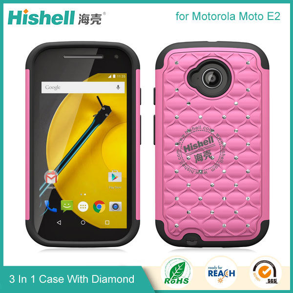 3 in 1 Diamond Combo Flip Cover for Motorola Moto E2