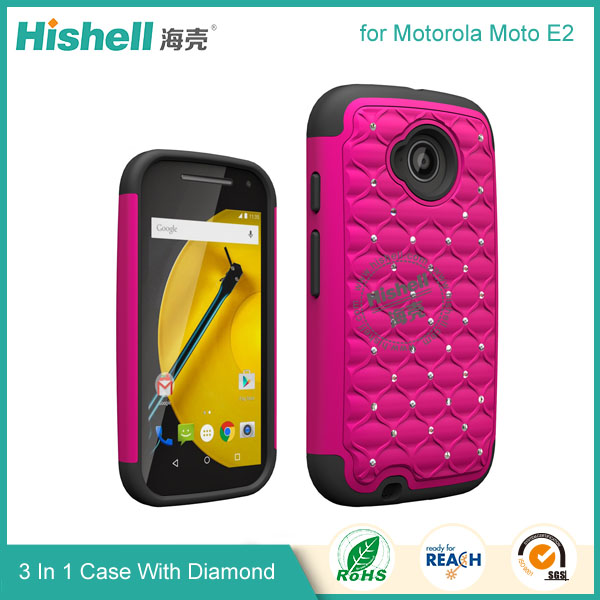 3 in 1 Diamond Combo Flip Cover for Motorola Moto E2