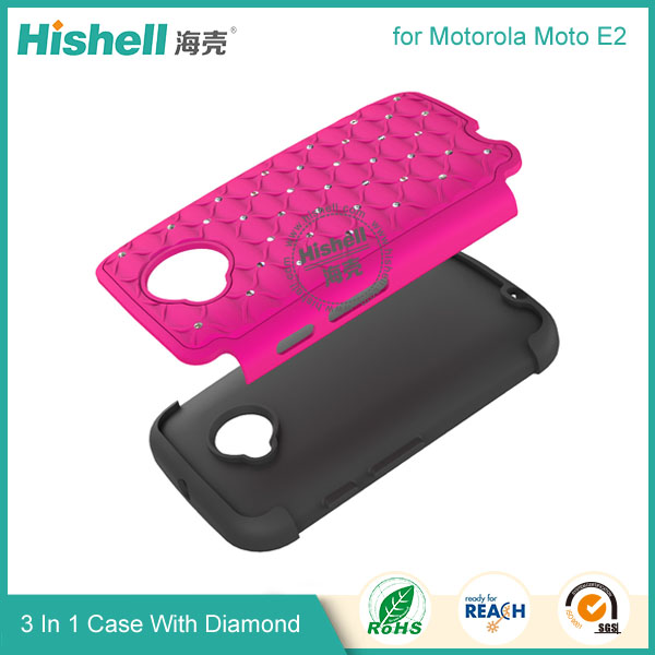 3 in 1 Diamond Combo Flip Cover for Motorola Moto E2