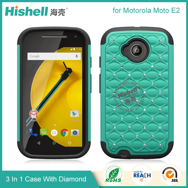 3 in 1 Diamond Combo Flip Cover for Motorola Moto E2