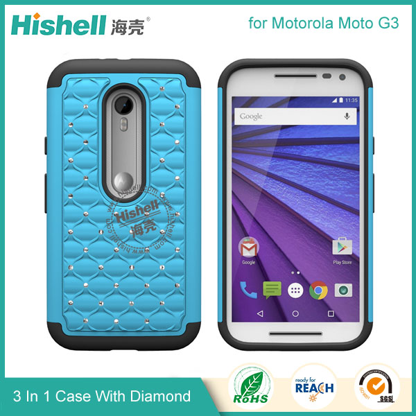 3 in 1 Diamond Combo Flip Cover for Motorola Moto G3