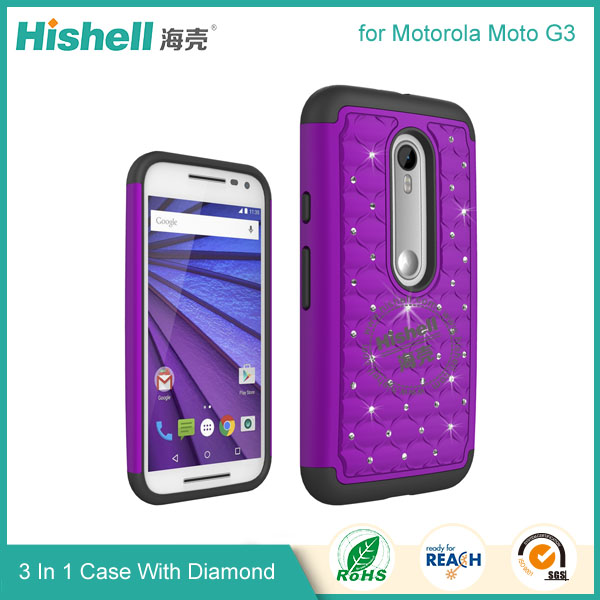 3 in 1 Diamond Combo Flip Cover for Motorola Moto G3