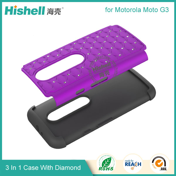 3 in 1 Diamond Combo Flip Cover for Motorola Moto G3