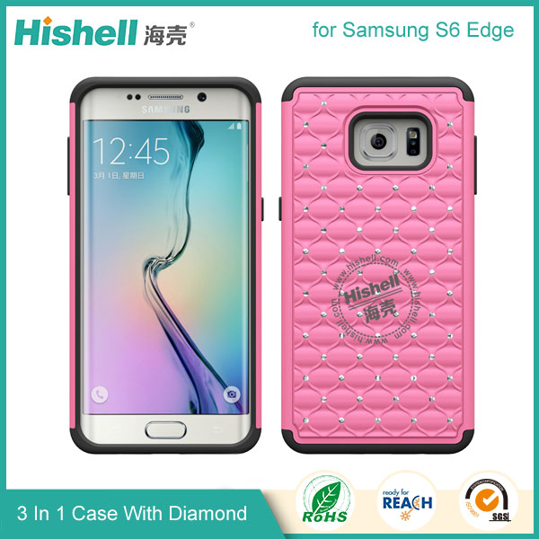 3 in 1 Diamond Combo Flip Cover for Samsung S6 Edge