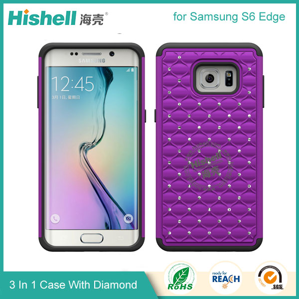 3 in 1 Diamond Combo Flip Cover for Samsung S6 Edge