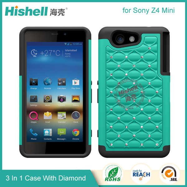 3 in 1 Diamond Combo Flip Cover for Sony Z4 Mini