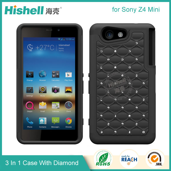 3 in 1 Diamond Combo Flip Cover for Sony Z4 Mini